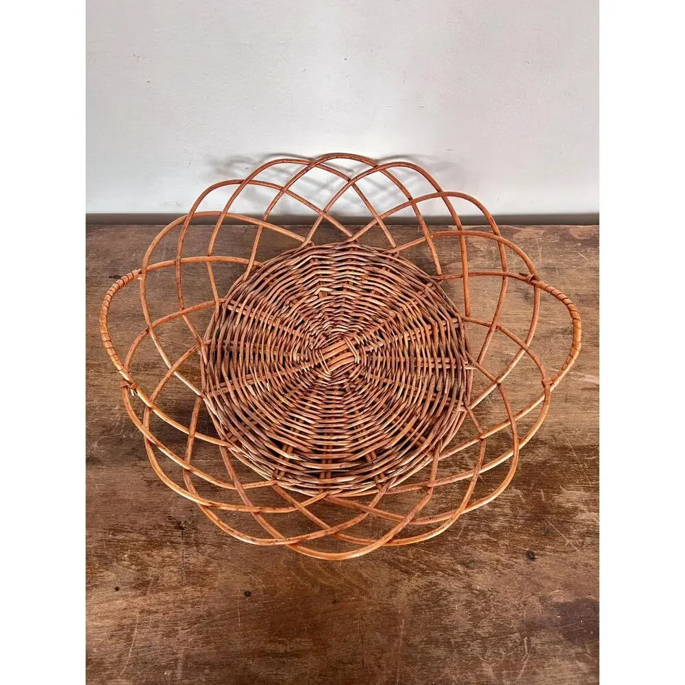 Vintage French Willow Fruit Basket with Handles | Cottagecore Prairiecore